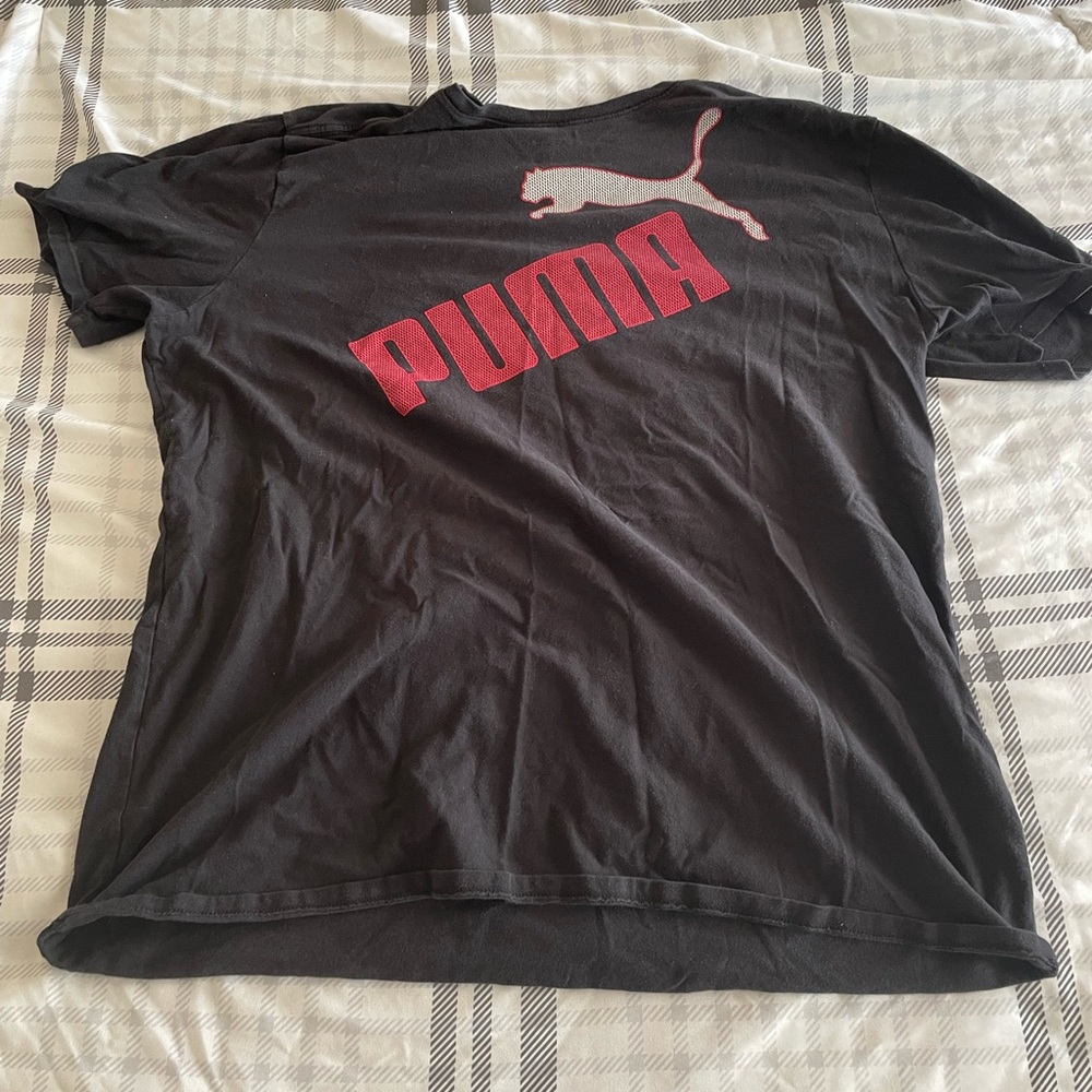 Puma Black Short Sleeve Tee with Red Logo